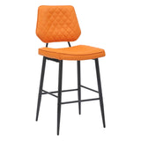Leather Bar Stools in Set Of 2 With Black Sturdy Metal Frame - Garrick