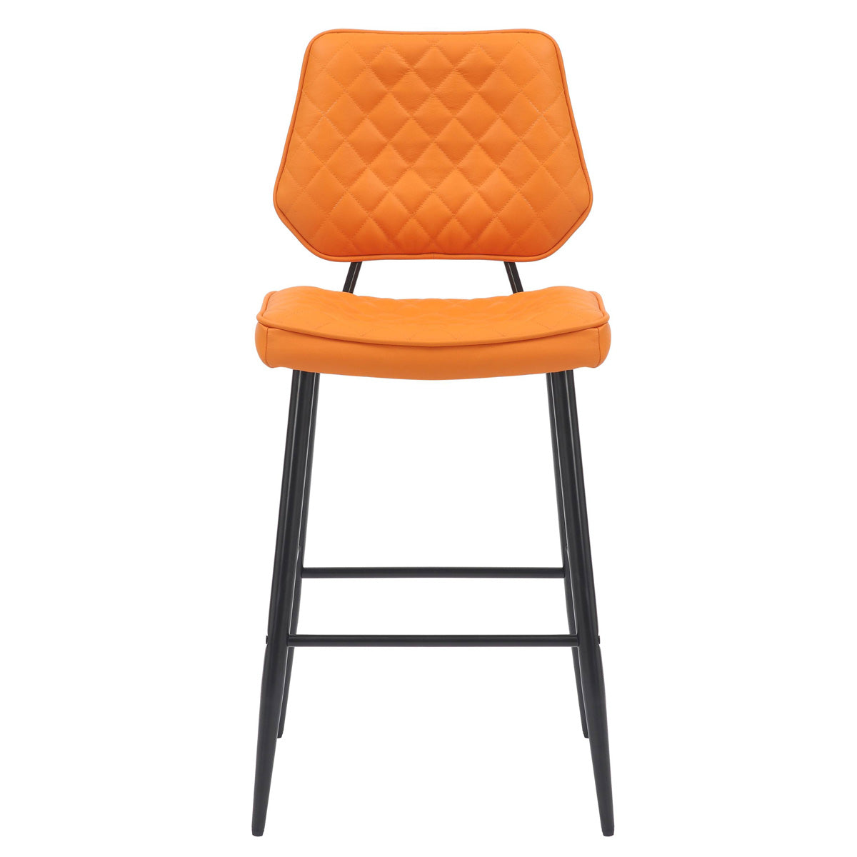 Leather Bar Stools in Set Of 2 With Black Sturdy Metal Frame - Garrick