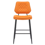 Leather Bar Stools in Set Of 2 With Black Sturdy Metal Frame - Garrick