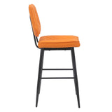 Leather Bar Stools in Set Of 2 With Black Sturdy Metal Frame - Garrick