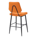 Leather Bar Stools in Set Of 2 With Black Sturdy Metal Frame - Garrick