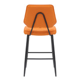 Leather Bar Stools in Set Of 2 With Black Sturdy Metal Frame - Garrick
