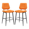Leather Bar Stools in Set Of 2 With Black Sturdy Metal Frame - Garrick
