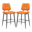 Leather Bar Stools in Set Of 2 With Black Sturdy Metal Frame - Garrick