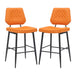 Leather Bar Stools in Set Of 2 With Black Sturdy Metal Frame - Garrick