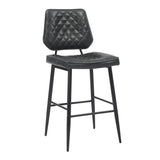 Leather Bar Stools in Set Of 2 With Black Sturdy Metal Frame - Garrick