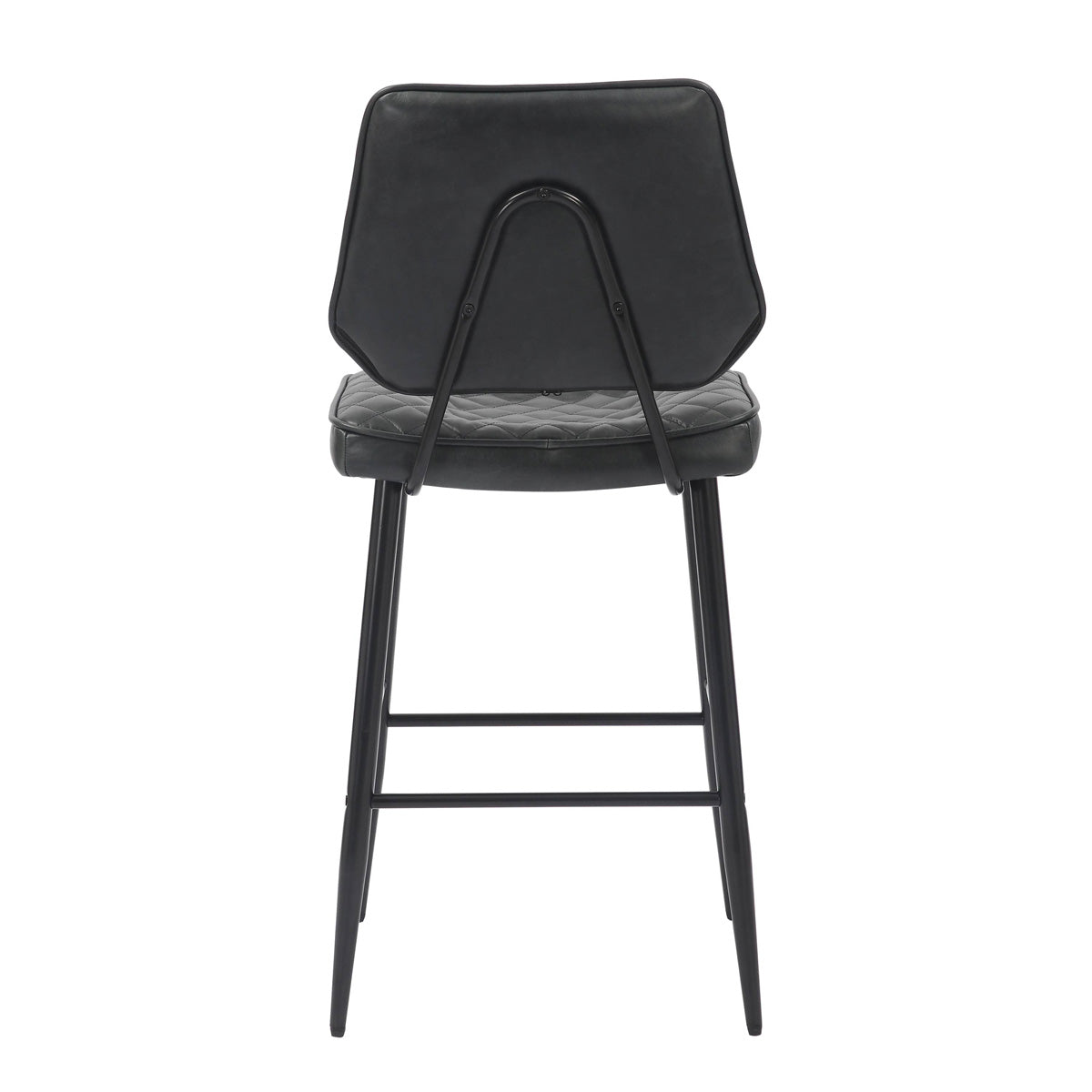 Leather Bar Stools in Set Of 2 With Black Sturdy Metal Frame - Garrick