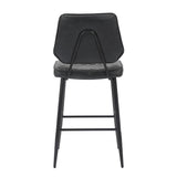 Leather Bar Stools in Set Of 2 With Black Sturdy Metal Frame - Garrick