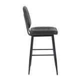 Leather Bar Stools in Set Of 2 With Black Sturdy Metal Frame - Garrick
