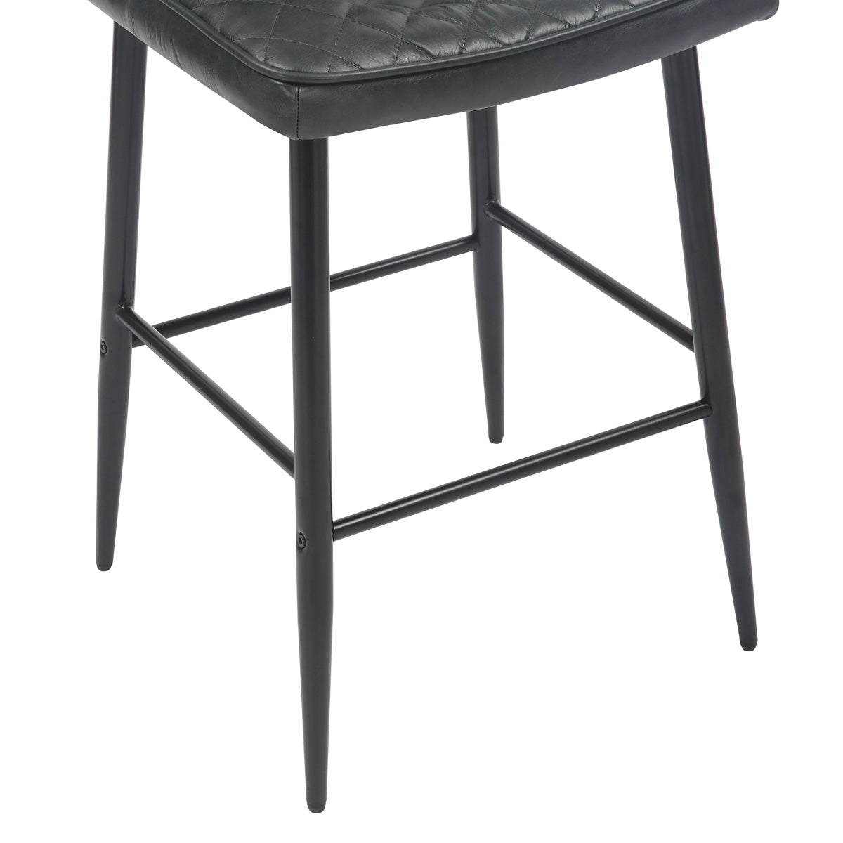 Leather Bar Stools in Set Of 2 With Black Sturdy Metal Frame - Garrick