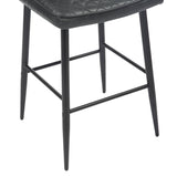 Leather Bar Stools in Set Of 2 With Black Sturdy Metal Frame - Garrick
