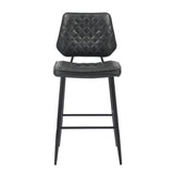 Leather Bar Stools in Set Of 2 With Black Sturdy Metal Frame - Garrick