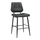 Leather Bar Stools in Set Of 2 With Black Sturdy Metal Frame - Garrick