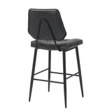 Leather Bar Stools in Set Of 2 With Black Sturdy Metal Frame - Garrick