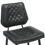 Leather Bar Stools in Set Of 2 With Black Sturdy Metal Frame - Garrick