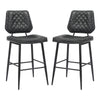 Leather Bar Stools in Set Of 2 With Black Sturdy Metal Frame - Garrick