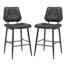 Leather Bar Stools in Set Of 2 With Black Sturdy Metal Frame - Garrick