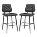 Leather Bar Stools in Set Of 2 With Black Sturdy Metal Frame - Garrick