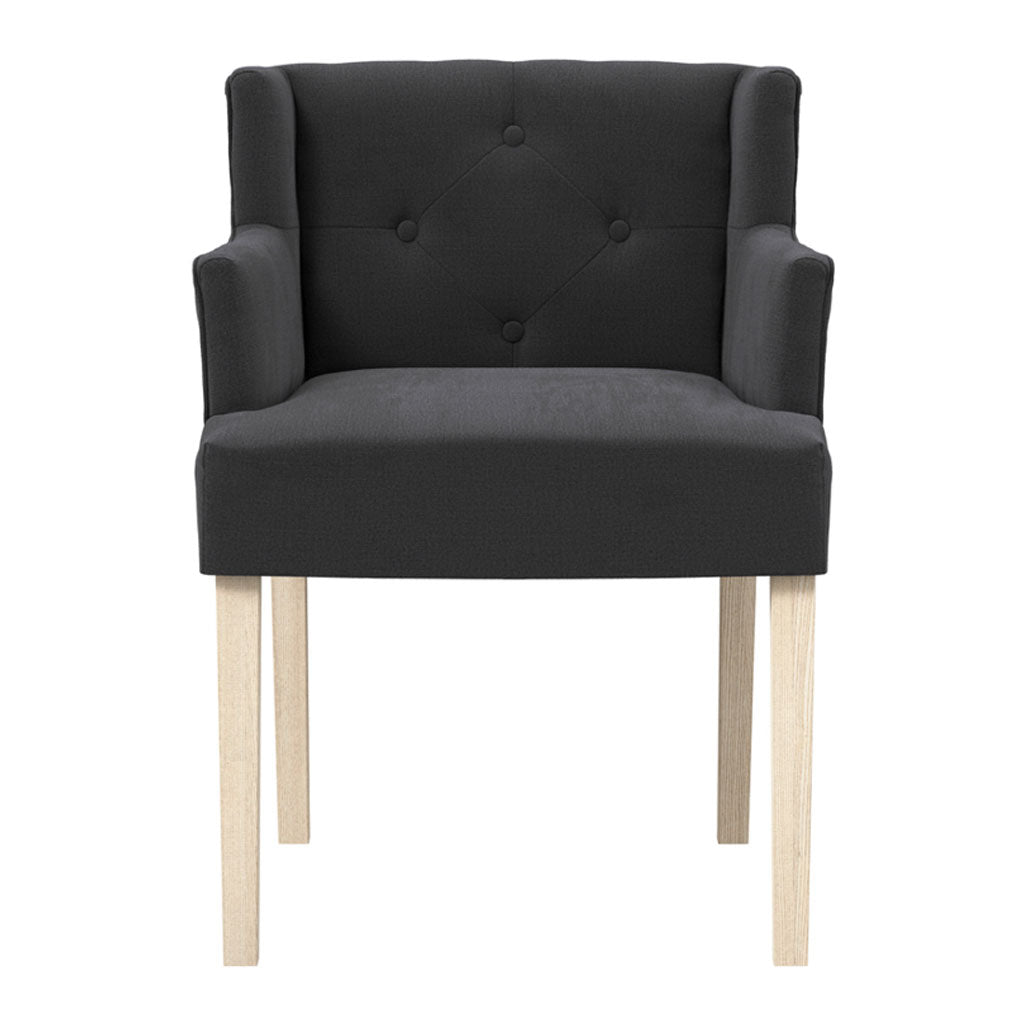 Linen Blend Fabric Dining Chair With Arms - Shay