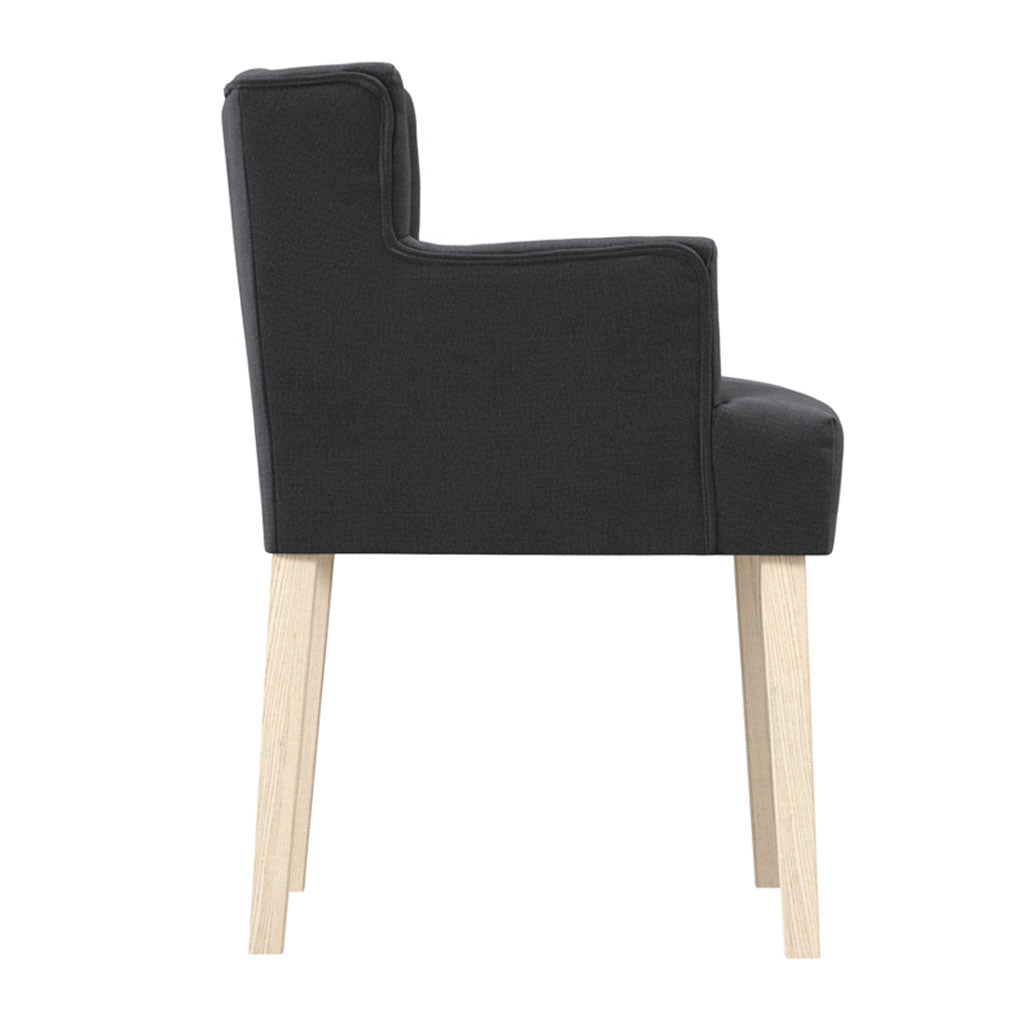 Linen Blend Fabric Dining Chair With Arms - Shay
