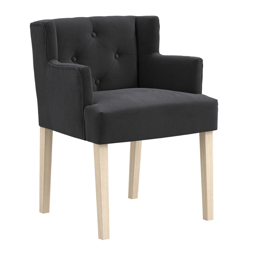 Linen Blend Fabric Dining Chair With Arms - Shay
