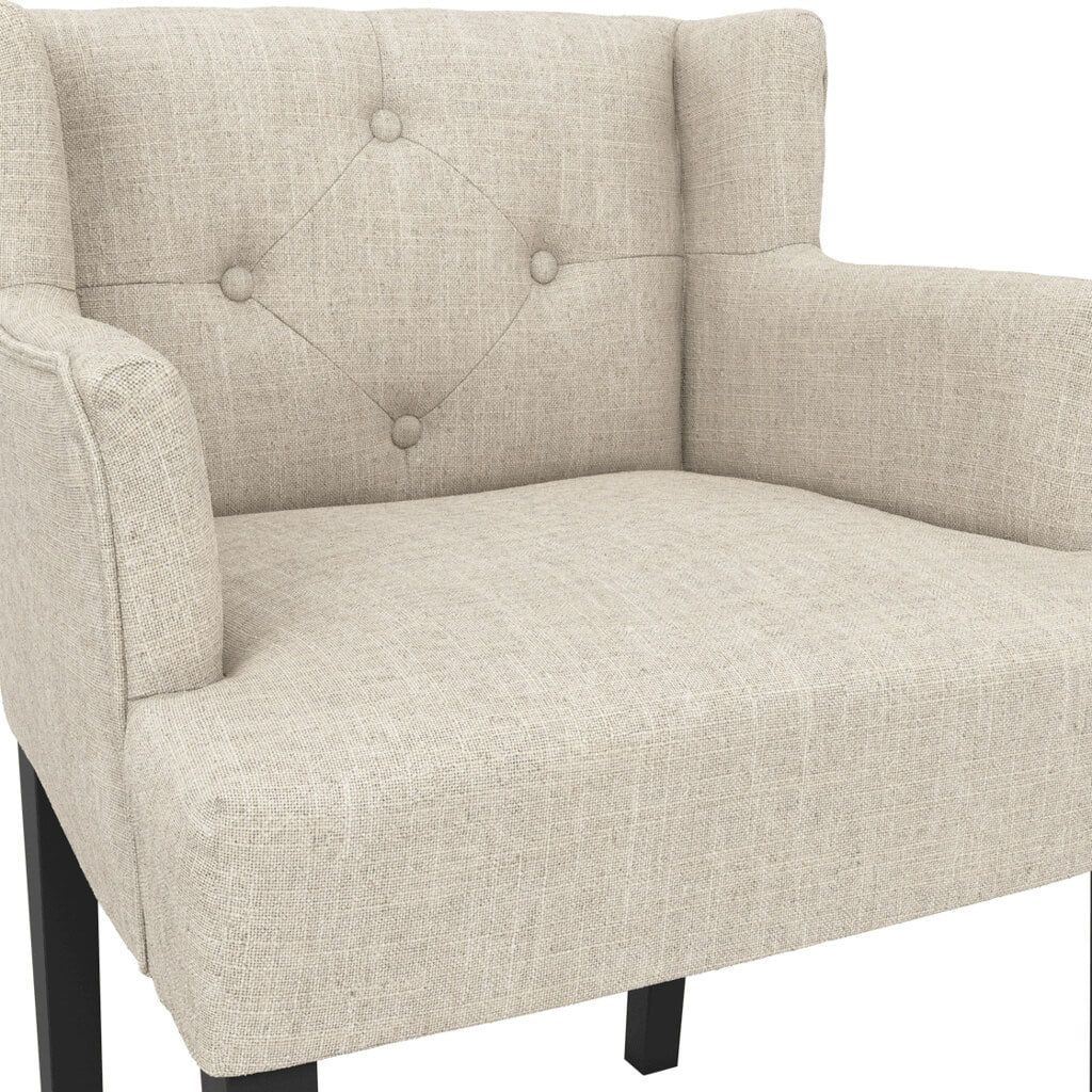 Linen Blend Fabric Dining Chair With Arms - Shay