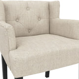 Linen Blend Fabric Dining Chair With Arms - Shay