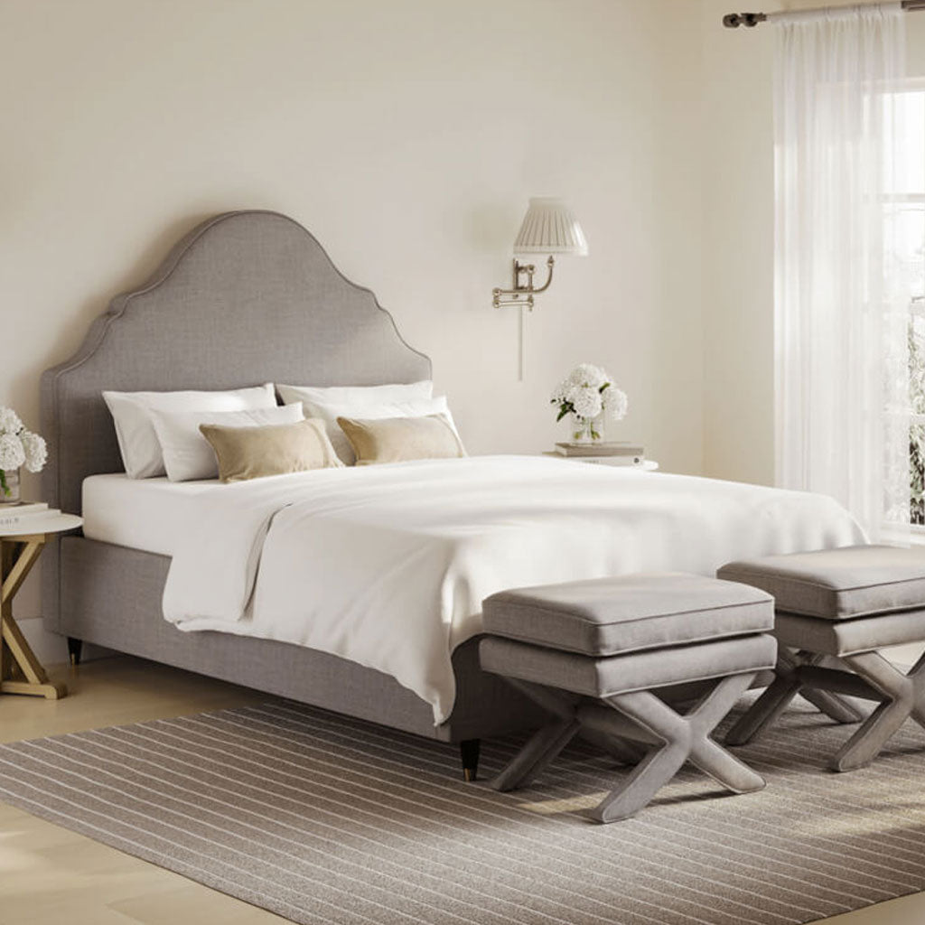 Linen Blend Fabric King Size Bed - Quince