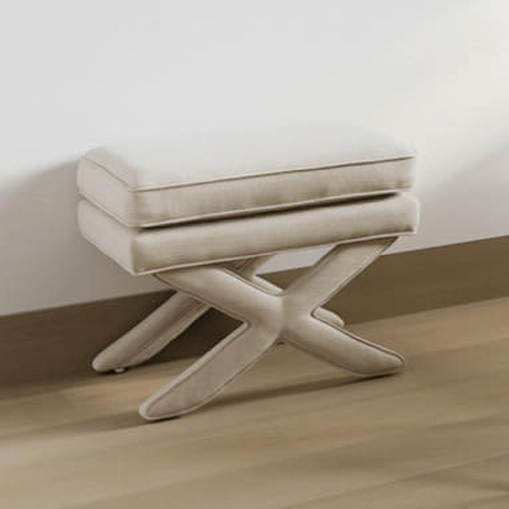 Linen Blend Fabric Stool - Rhode