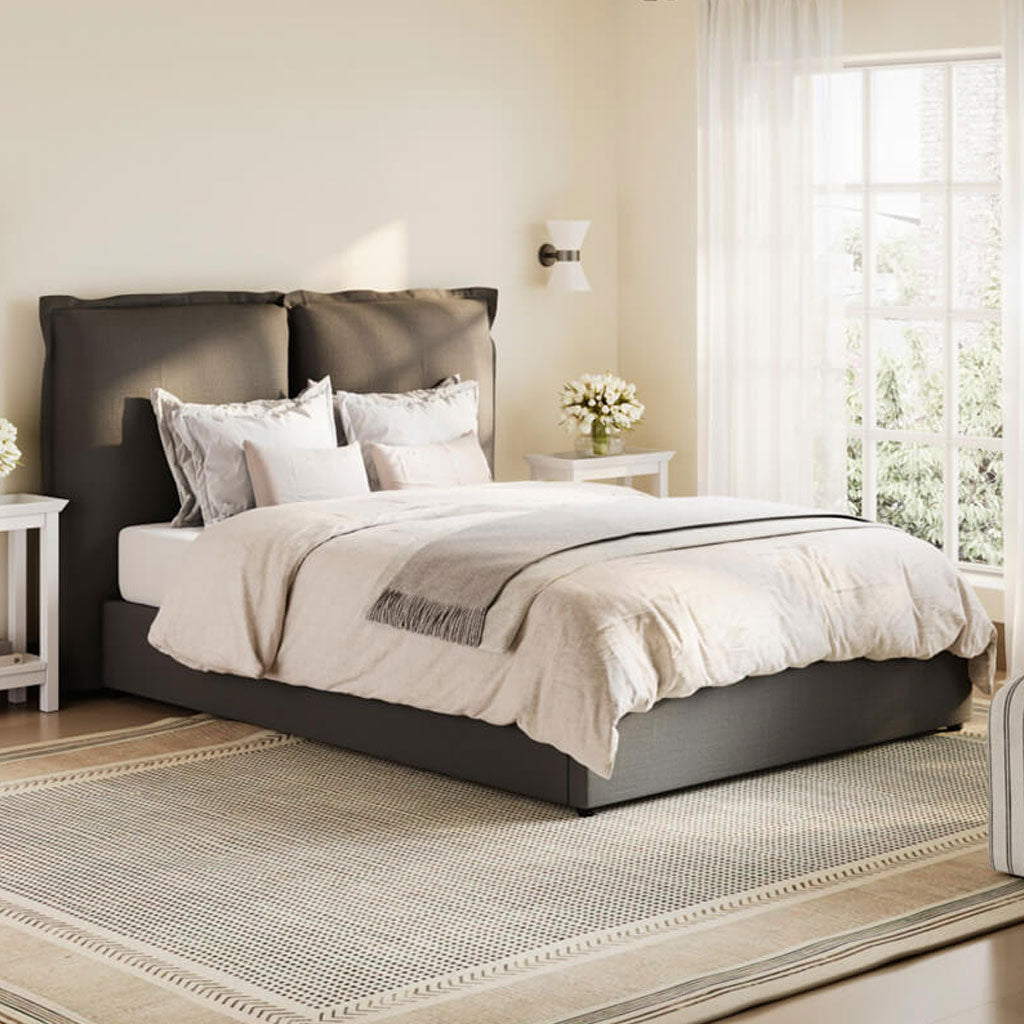 Linen Blend Fabric Super King Size Bed - Sunday