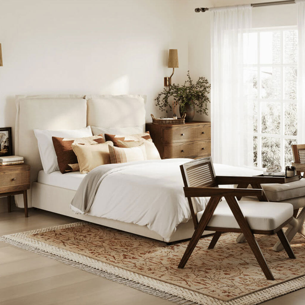 Linen Blend Fabric Super King Size Bed - Sunday