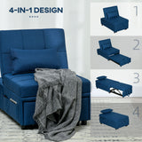 Linen Fabric 1 Seater Sofa Bed 65.5cm Wide With 1 Pillow - Velmora