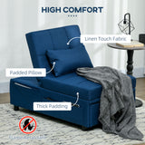 Linen Fabric 1 Seater Sofa Bed 65.5cm Wide With 1 Pillow - Velmora