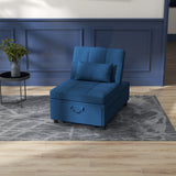 Linen Fabric 1 Seater Sofa Bed 65.5cm Wide With 1 Pillow - Velmora