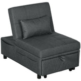 Linen Fabric 1 Seater Sofa Bed 65.5cm Wide With 1 Pillow - Velmora