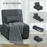Linen Fabric 1 Seater Sofa Bed 65.5cm Wide With 1 Pillow - Velmora