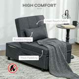 Linen Fabric 1 Seater Sofa Bed 65.5cm Wide With 1 Pillow - Velmora