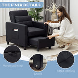 Linen Fabric 1 Seater Sofa Bed 69cm Wide With 1 Pillow - Velmora
