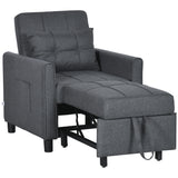 Linen Fabric 1 Seater Sofa Bed 69cm Wide With 1 Pillow - Velmora
