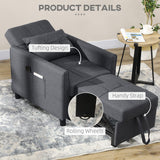Linen Fabric 1 Seater Sofa Bed 69cm Wide With 1 Pillow - Velmora