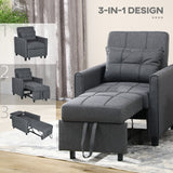 Linen Fabric 1 Seater Sofa Bed 69cm Wide With 1 Pillow - Velmora