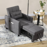 Linen Fabric 1 Seater Sofa Bed 69cm Wide With 1 Pillow - Velmora