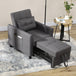 Linen Fabric 1 Seater Sofa Bed 69cm Wide With 1 Pillow - Velmora