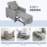 Linen Fabric 1 Seater Sofa Bed 69cm Wide With 1 Pillow - Velmora
