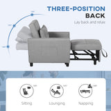 Linen Fabric 1 Seater Sofa Bed 69cm Wide With 1 Pillow - Velmora