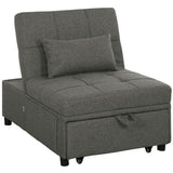 Linen Fabric 1 Seater Sofa Bed 72cm Wide With 1 Pillow - Velmora