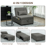 Linen Fabric 1 Seater Sofa Bed 72cm Wide With 1 Pillow - Velmora
