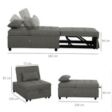 Linen Fabric 1 Seater Sofa Bed 72cm Wide With 1 Pillow - Velmora