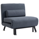 Linen Fabric 1 Seater Sofa Bed 75cm Wide With 1 Pillow - Velmora