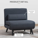 Linen Fabric 1 Seater Sofa Bed 75cm Wide With 1 Pillow - Velmora
